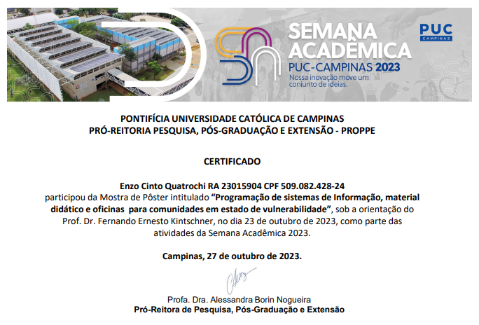 certificado semana integrada